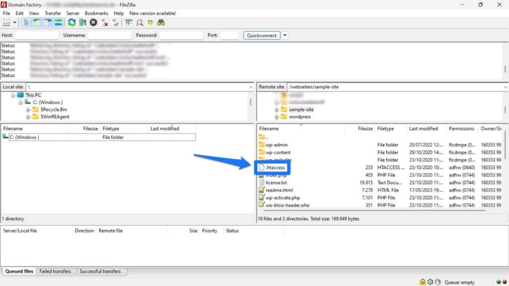 htaccess in server root directory