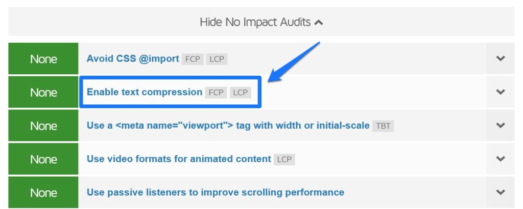 text compression audit in gtmetrix