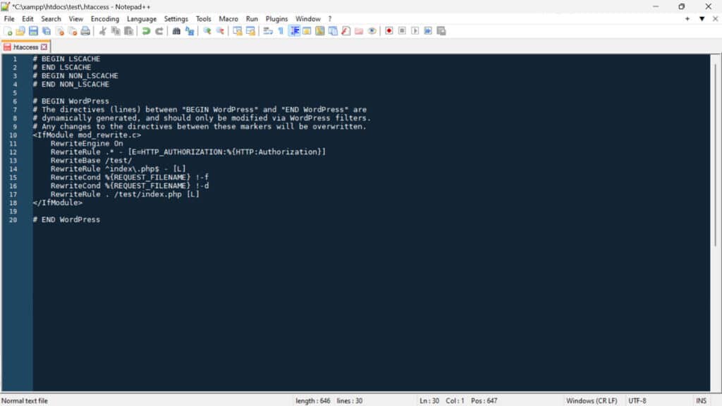 wordpress htaccess file example